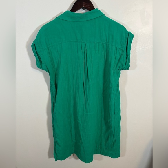 St. John’s Bay Green Cotton Tunic Dress Women’s Small V-Neck Short Sleeve - Picture 2 of 6